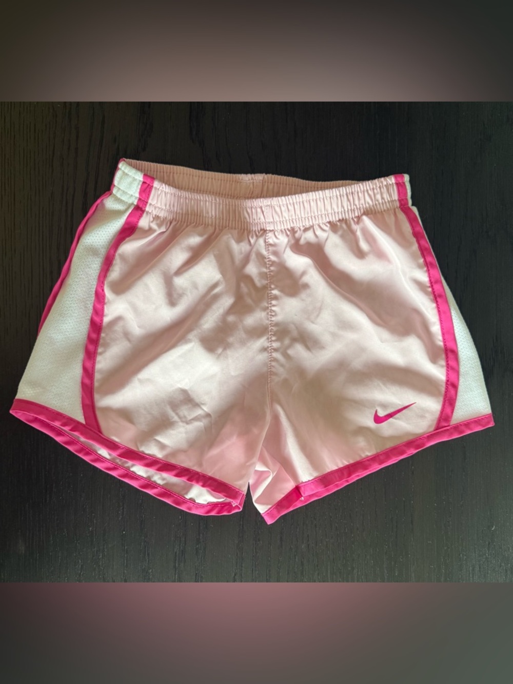 Nike Girl’s Light Pink Athletic Shorts with Hot Pink Trim